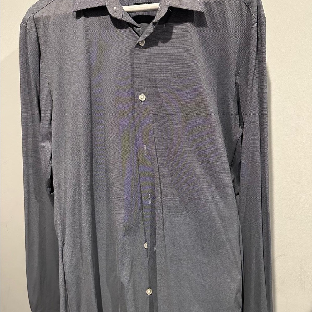 Boss Gray Casual Button Down Shirt Lightweight Cotton Blend
